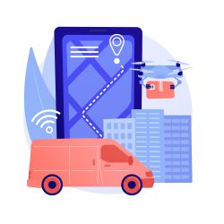 Autonomous delivery abstract concept vector illustration. Drone delivery, no human contact, automated courier service, autonomous robot, self driving vehicle, without courier abstract metaphor.